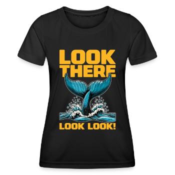 Whale Watching Look There Look Look Sea Creatures - Frauen Funktions-T-Shirt - Schwarz - Vorne - AI Model Female 172 light (172cm)