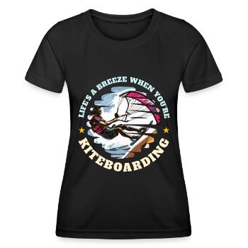 Kiteboarding Life's A Breeze When Water Sports - Frauen Funktions-T-Shirt - Schwarz - Vorne - AI Model Female 172 light (172cm)