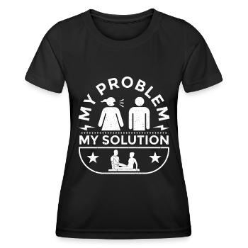 Kinésithérapeute Mon problème Mon pictogramme Papa Maman - T-shirt sport Femme - noir - Devant - AI Model Female 172 light (172cm)