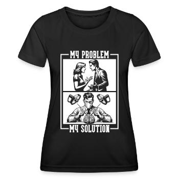 Neurochirurgien Mon problème Ma solution Pictogramme Papa - T-shirt sport Femme - noir - Devant - AI Model Female 172 light (172cm)