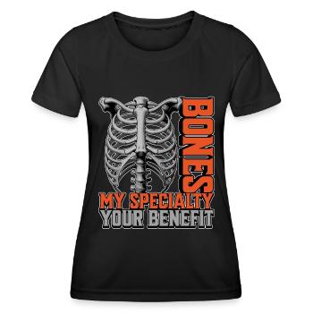 Chirurgien orthopédiste Bones Ma spécialité Orthopédiste - T-shirt sport Femme - noir - Devant - AI Model Female 172 light (172cm)