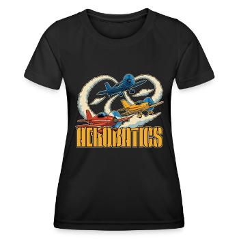 Pilote de voltige Passionné d’avion - T-shirt sport Femme - noir - Devant - AI Model Female 172 light (172cm)