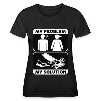 Aerobatic Pilot My Problem My Pictogram Mom Dad - Frauen Funktions-T-Shirt - Schwarz - Vorne - AI Model Female 172 light (172cm)
