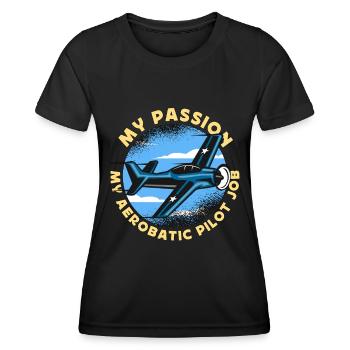 Pilote de voltige Ma passion Mes manœuvres de voltige - T-shirt sport Femme - noir - Devant - AI Model Female 172 light (172cm)