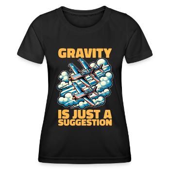La gravité du pilote de voltige n’est qu’une manœuvre de voltige - T-shirt sport Femme - noir - Devant - AI Model Female 172 light (172cm)