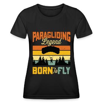 Parapente Légende du parapente Born To Fly Parachutiste - T-shirt sport Femme - noir - Devant - AI Model Female 172 light (172cm)