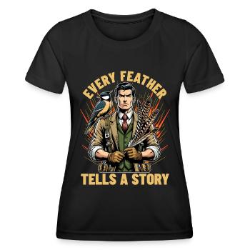 Ornithologie : chaque plume raconte une histoire Zoologiste - T-shirt sport Femme - noir - Devant - AI Model Female 172 light (172cm)