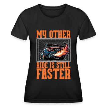 Course automobile Mon autre course reste la course de rue - T-shirt sport Femme - noir - Devant - AI Model Female 172 light (172cm)