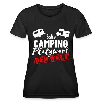 Camping Platzwart vom Campingplatz - Frauen Funktions-T-Shirt - Schwarz - Vorne - AI Model Female 172 light (172cm)