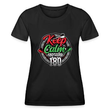 Dart Keep Calm and Score 180 Cadeau de jeu de fléchettes - T-shirt sport Femme - noir - Devant - AI Model Female 172 light (172cm)