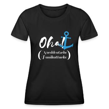 Lustiges Küsten Deutschlands Norden OHA Spruch - Frauen Funktions-T-Shirt - Schwarz - Vorne - AI Model Female 172 light (172cm)