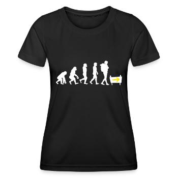 Jakobspilger Jakobsweg Glück Shirt - Frauen Funktions-T-Shirt - Schwarz - Vorne - AI Model Female 172 light (172cm)