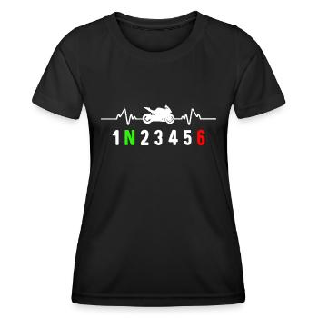 Motorcycle gear shift biker motard heartbeat - Women's Functional T-Shirt - black - Front - AI Model Female 172 light (172cm)