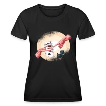 Poker Texas HoldEm Blessed Cartes à Jouer Poker - T-shirt sport Femme - noir - Devant - AI Model Female 172 light (172cm)