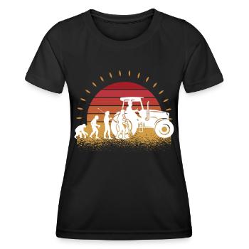 Retro Tractor Farmer Tractor Field Harvesting Farmer - Women's Functional T-Shirt - black - Front - AI Model Female 172 light (172cm)