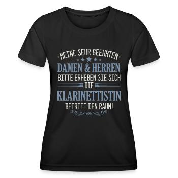 Klarinette Klarinettistin Instrument Musik Spruch - Frauen Funktions-T-Shirt - Schwarz - Vorne - AI Model Female 172 light (172cm)