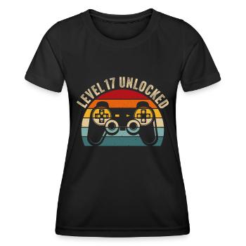 17.Geburtstag - 17 Jahre Gamer Level 17 unlocked - Frauen Funktions-T-Shirt - Schwarz - Vorne - AI Model Female 172 light (172cm)