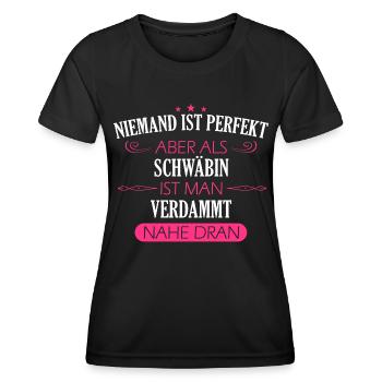 Schwaben Schwabe Schwaben Oberschwaben - Frauen Funktions-T-Shirt - Schwarz - Vorne - AI Model Female 172 light (172cm)