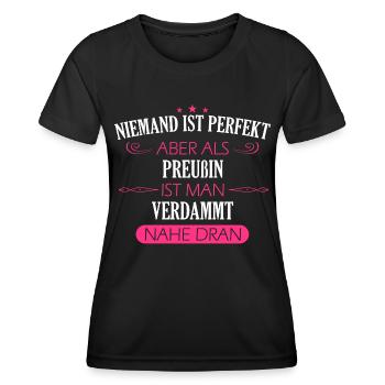 Preußen Ostpreußen Kaiserreich Spruch Heimat - Frauen Funktions-T-Shirt - Schwarz - Vorne - AI Model Female 172 light (172cm)