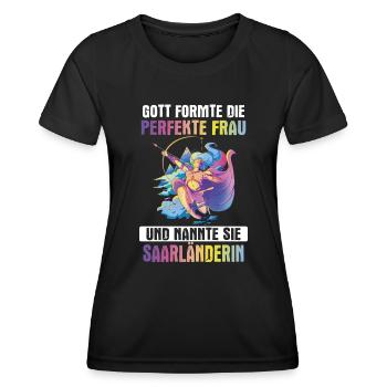 Saarland Saarländerin Saarländer Spruch - Frauen Funktions-T-Shirt - Schwarz - Vorne - AI Model Female 172 light (172cm)
