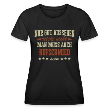 Hufschmied Hufe Schmied Tierhufen Hufeisen Spruch - Frauen Funktions-T-Shirt - Schwarz - Vorne - AI Model Female 172 light (172cm)