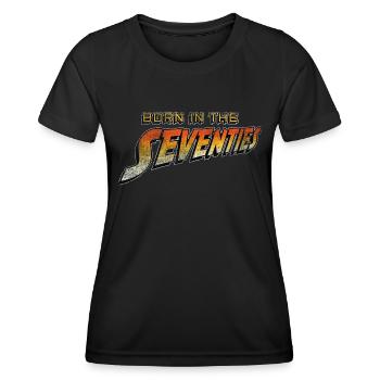 Né dans les années soixante-dix Nerd Retro 70s Cult Fun - T-shirt sport Femme - noir - Devant - AI Model Female 172 light (172cm)