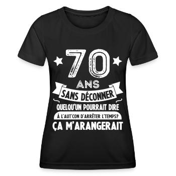 70 ans anniversaire 70 anniversaire cadeau 70 ans - T-shirt sport Femme - noir - Devant - AI Model Female 172 light (172cm)