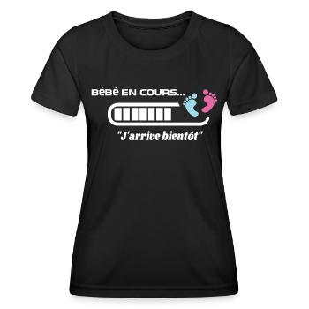 Bébé en cours de téléchargement annoncer grossesse - T-shirt sport Femme - noir - Devant - AI Model Female 172 light (172cm)