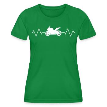 Moto avec battement de cœur - chaîne - T-shirt sport Femme - vert - Devant - AI Model Female 172 dark (172cm)