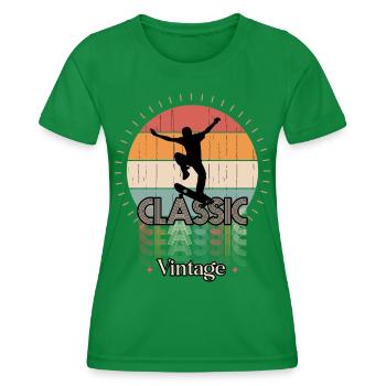 Vintage-Klassiker SKATE - Frauen Funktions-T-Shirt - Kelly Green - Vorne - AI Model Female 172 dark (172cm)