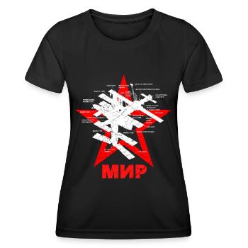 Station spatiale Mir - T-shirt sport Femme - noir - Devant - AI Model Female 172 light (172cm)