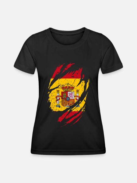 Espagne Drapeau - T-shirt sport Femme - noir