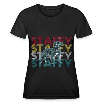 Staffordshire Bullterrier - Frauen Funktions-T-Shirt - Schwarz - Vorne - AI Model Female 172 light (172cm)