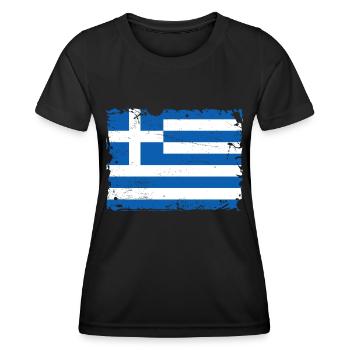 Grèce Pavillon - T-shirt sport Femme - noir - Devant - AI Model Female 172 light (172cm)
