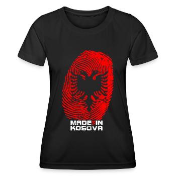 Made in Kosovo - Frauen Funktions-T-Shirt - Schwarz - Vorne - AI Model Female 172 light (172cm)