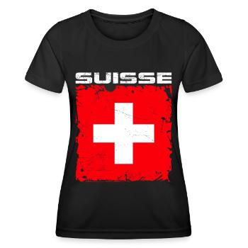 Suisse Fan - T-shirt sport Femme - noir - Devant - AI Model Female 172 light (172cm)