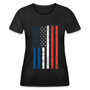 Drapeau français américain - T-shirt sport Femme - noir - Devant - AI Model Female 172 light (172cm)