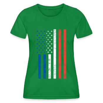American French flag - Women's Functional T-Shirt - kelly green - Front - AI Model Female 172 dark (172cm)