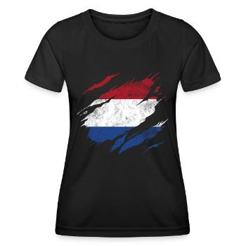 Pays-Bas Pavillon - T-shirt sport Femme - noir - Devant - AI Model Female 172 light (172cm)