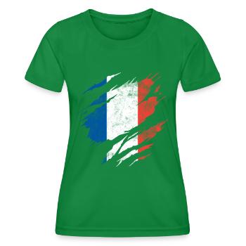 Frankreich Flagge - Frauen Funktions-T-Shirt - Kelly Green - Vorne - AI Model Female 172 dark (172cm)