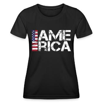 Les fans de l’Amérique - T-shirt sport Femme - noir - Devant - AI Model Female 172 light (172cm)