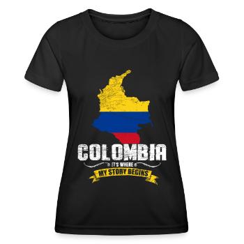 Colombie Fan - T-shirt sport Femme - noir - Devant - AI Model Female 172 light (172cm)