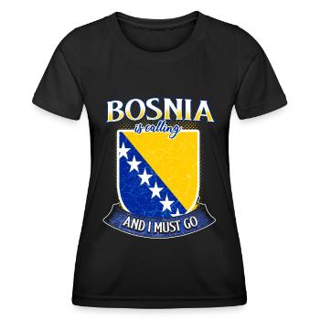 La Bosnie appelle - T-shirt sport Femme - noir - Devant - AI Model Female 172 light (172cm)