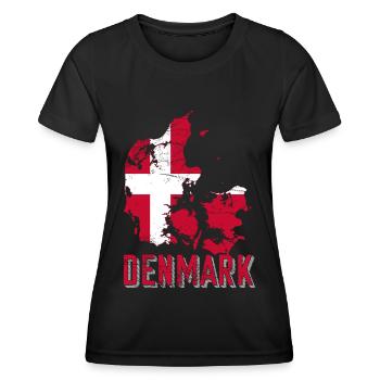 Dänemark Flagge Land Grenze - Frauen Funktions-T-Shirt - Schwarz - Vorne - AI Model Female 172 light (172cm)