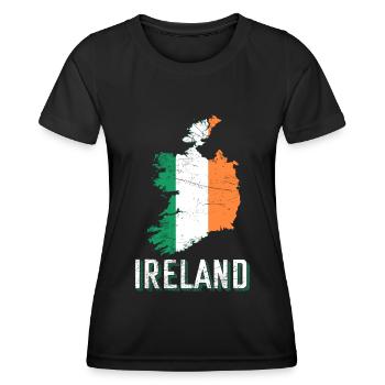 République d’Irlande Forme Carte géographique - T-shirt sport Femme - noir - Devant - AI Model Female 172 light (172cm)