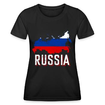 Russland Flagge Landkarte - Frauen Funktions-T-Shirt - Schwarz - Vorne - AI Model Female 172 light (172cm)