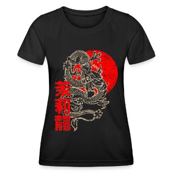 Japanischer Chinesischer Drache Schriftzeichen - Frauen Funktions-T-Shirt - Schwarz - Vorne - AI Model Female 172 light (172cm)