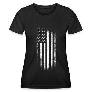 Vintage USA Amerika Flagge - Frauen Funktions-T-Shirt - Schwarz - Vorne - AI Model Female 172 light (172cm)