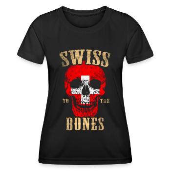 Schweizer bis auf die Knochen - Frauen Funktions-T-Shirt - Schwarz - Vorne - AI Model Female 172 light (172cm)