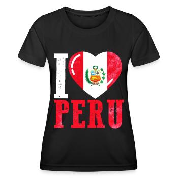 J’aime le Pérou - T-shirt sport Femme - noir - Devant - AI Model Female 172 light (172cm)